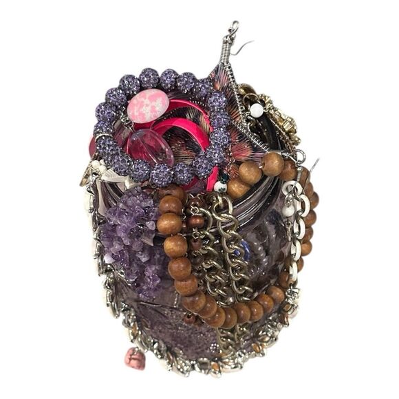 Estate Jewlery  purple mason jar. Mixed lot mystery Purple and Gold. Craftable - Picture 5 of 15